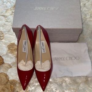 Jimmy Choo Glossy Red Pointed-Toe Stiletto Pumps